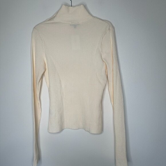 The Range Thermal Knit Button Turtleneck Top Size L Cream Preppy Chic - Picture 2 of 11